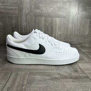 Nike Court Vision Low Men's size 14 White Black Leather Casual Shoes